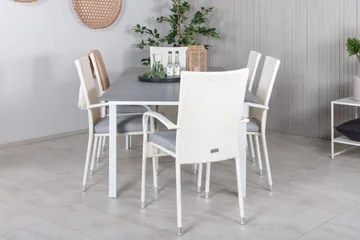 Levels Förlängningsbar Matgrupp Utomhus 160-240cm + 6 Anna Stolar - Vit/Grå - Utemöbler & utemiljö - Utegrupp - Matgrupp utomhus