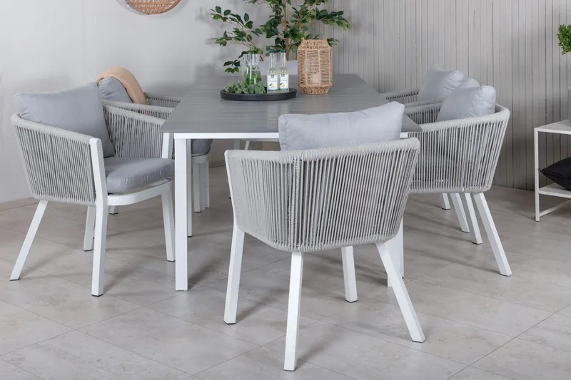 Levels Förlängningsbar Matgrupp Utomhus 160-240cm + 6 Virya Stolar - Grå - Utemöbler & utemiljö - Utegrupp - Matgrupp utomhus