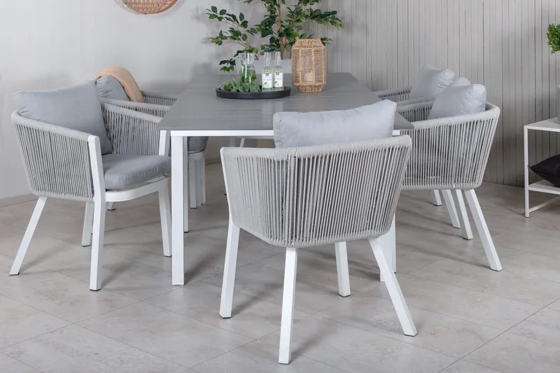 Levels Förlängningsbar Matgrupp Utomhus 160-240cm + 6 Virya Stolar - Grå - Utemöbler & utemiljö - Utegrupp - Matgrupp utomhus