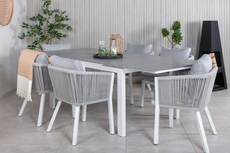 Levels Förlängningsbar Matgrupp Utomhus 160-240cm + 6 Virya Stolar, Svart