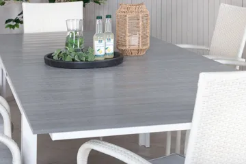 Levels Förlängningsbar Matgrupp Utomhus 160-240cm + 8 Anna Stolar - Vit/Grå - Utemöbler & utemiljö - Utegrupp - Matgrupp utomhus