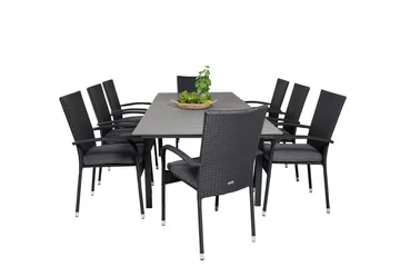 Levels Förlängningsbar Matgrupp Utomhus 160-240cm + 8 Anna Stolar - Vit/Grå - Utemöbler & utemiljö - Utegrupp - Matgrupp utomhus