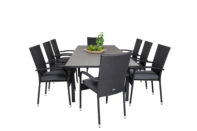 Levels Förlängningsbar Matgrupp Utomhus 160-240cm + 8 Anna Stolar - Vit/Grå - Utemöbler & utemiljö - Utegrupp - Matgrupp utomhus