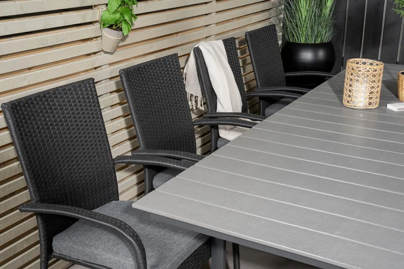 Levels Förlängningsbar Matgrupp Utomhus 160-240cm + 8 Anna Stolar - Vit/Grå - Utemöbler & utemiljö - Utegrupp - Matgrupp utomhus