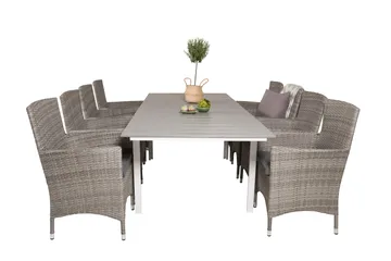 Levels Förlängningsbar Matgrupp Utomhus 160-240cm + 8 Malin Stolar - Grå - Utemöbler & utemiljö - Utegrupp - Matgrupp utomhus