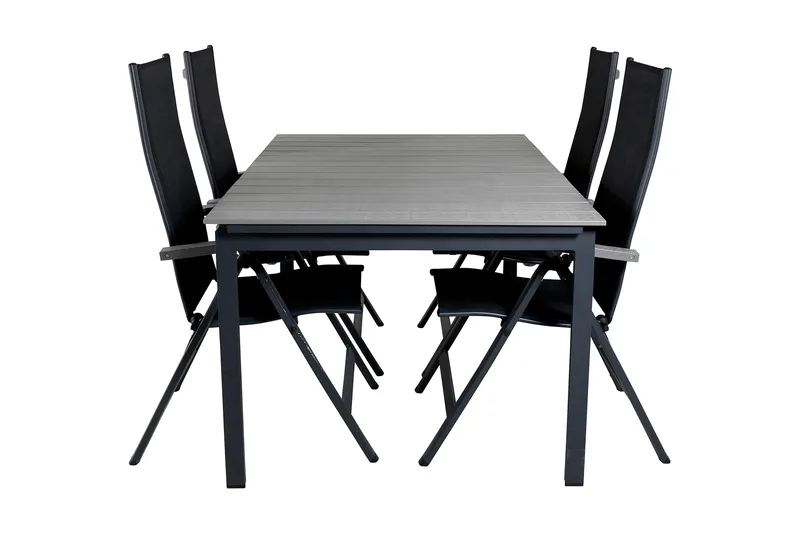 Levels Förlängningsbar Matgrupp Utomhus 160cm + 4 Albany Stolar, Brun/Vit