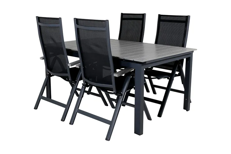 Levels Förlängningsbar Matgrupp Utomhus 160cm + 4 Albany Stolar - Brun/Vit - Utemöbler & utemiljö - Utegrupp - Matgrupp utomhus