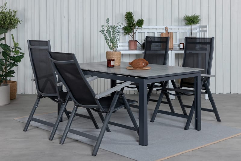 Levels Förlängningsbar Matgrupp Utomhus 160cm + 4 Albany Stolar - Brun/Vit - Utemöbler & utemiljö - Utegrupp - Matgrupp utomhus