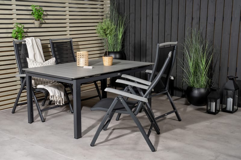 Levels Förlängningsbar Matgrupp Utomhus 160cm + 4 Albany Stolar - Svart/Grå - Utemöbler & utemiljö - Utegrupp - Matgrupp utomhus