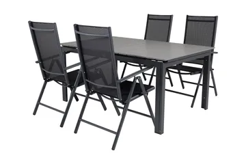 Levels Förlängningsbar Matgrupp Utomhus 160cm + 4 Break Stolar - Svart/Grå - Utemöbler & utemiljö - Utegrupp - Matgrupp utomhus