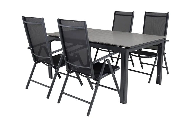 Levels Förlängningsbar Matgrupp Utomhus 160cm + 4 Break Stolar - Svart/Grå - Utemöbler & utemiljö - Utegrupp - Matgrupp utomhus