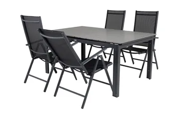 Levels Förlängningsbar Matgrupp Utomhus 160cm + 4 Break Stolar - Svart/Grå - Utemöbler & utemiljö - Utegrupp - Matgrupp utomhus
