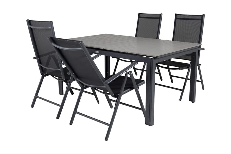 Levels Förlängningsbar Matgrupp Utomhus 160cm + 4 Break Stolar - Svart/Grå - Utemöbler & utemiljö - Utegrupp - Matgrupp utomhus