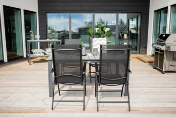 Levels Förlängningsbar Matgrupp Utomhus 160cm + 4 Break Stolar - Svart/Grå - Utemöbler & utemiljö - Utegrupp - Matgrupp utomhus