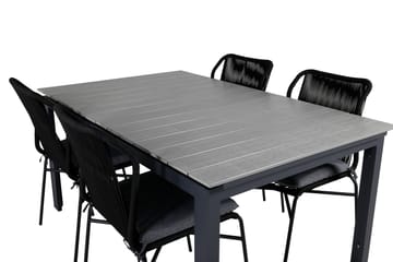 Levels Förlängningsbar Matgrupp Utomhus 160cm + 4 Julian Stolar - Grå/Svart - Utemöbler & utemiljö - Utegrupp - Matgrupp utomhus