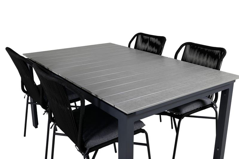 Levels Förlängningsbar Matgrupp Utomhus 160cm + 4 Julian Stolar - Grå/Svart - Utemöbler & utemiljö - Utegrupp - Matgrupp utomhus