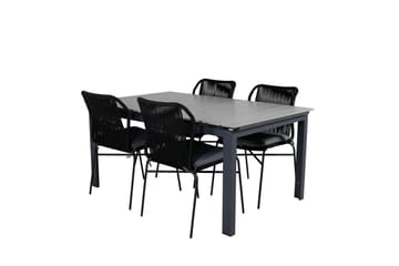 Levels Förlängningsbar Matgrupp Utomhus 160cm + 4 Julian Stolar - Grå/Svart - Utemöbler & utemiljö - Utegrupp - Matgrupp utomhus