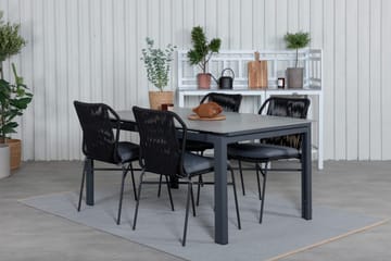 Levels Förlängningsbar Matgrupp Utomhus 160cm + 4 Julian Stolar - Grå/Svart - Utemöbler & utemiljö - Utegrupp - Matgrupp utomhus