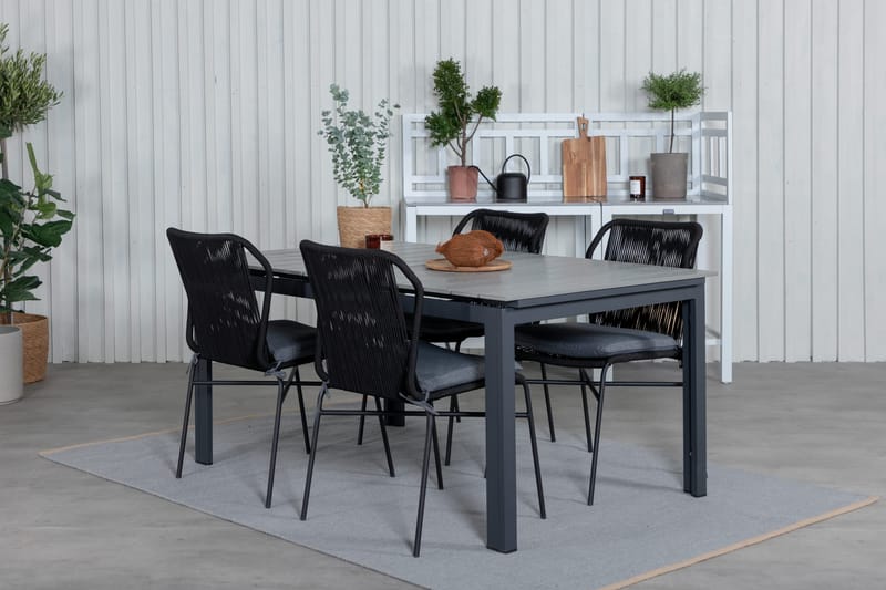 Levels Förlängningsbar Matgrupp Utomhus 160cm + 4 Julian Stolar - Grå/Svart - Utemöbler & utemiljö - Utegrupp - Matgrupp utomhus