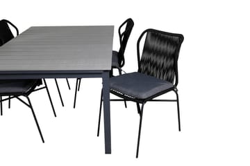 Levels Förlängningsbar Matgrupp Utomhus 160cm + 4 Julian Stolar - Grå/Svart - Utemöbler & utemiljö - Utegrupp - Matgrupp utomhus