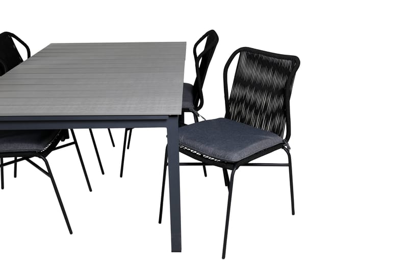 Levels Förlängningsbar Matgrupp Utomhus 160cm + 4 Julian Stolar - Grå/Svart - Utemöbler & utemiljö - Utegrupp - Matgrupp utomhus