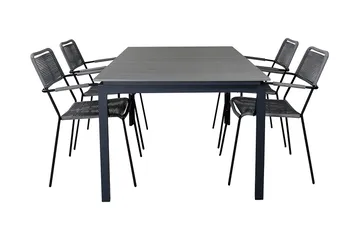 Levels Förlängningsbar Matgrupp Utomhus 160cm + 4 Lindos Stolar - Svart/Grå - Utemöbler & utemiljö - Utegrupp - Matgrupp utomhus