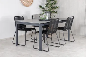 Levels Förlängningsbar Matgrupp Utomhus 160cm + 4 Lindos Stolar - Svart/Grå - Utemöbler & utemiljö - Utegrupp - Matgrupp utomhus