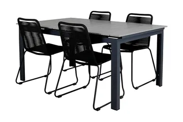 Levels Förlängningsbar Matgrupp Utomhus 160cm + 4 Lindos Stolar - Svart/Grå - Utemöbler & utemiljö - Utegrupp - Matgrupp utomhus