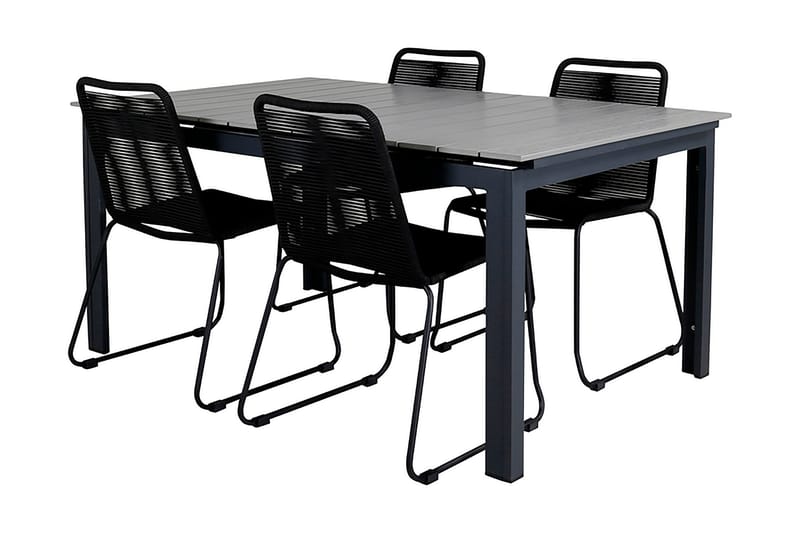 Levels Förlängningsbar Matgrupp Utomhus 160cm + 4 Lindos Stolar - Svart/Grå - Utemöbler & utemiljö - Utegrupp - Matgrupp utomhus