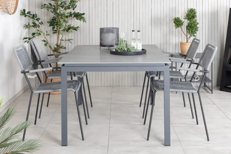 Levels Förlängningsbar Matgrupp Utomhus 160cm + 4 Lindos Stolar - Svart/Grå - Utemöbler & utemiljö - Utegrupp - Matgrupp utomhus