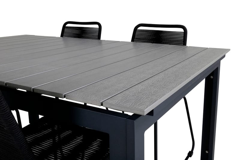 Levels Förlängningsbar Matgrupp Utomhus 160cm + 4 Lindos Stolar - Svart/Grå - Utemöbler & utemiljö - Utegrupp - Matgrupp utomhus