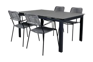 Levels Förlängningsbar Matgrupp Utomhus 160cm + 4 Lindos Stolar - Svart/Grå - Utemöbler & utemiljö - Utegrupp - Matgrupp utomhus