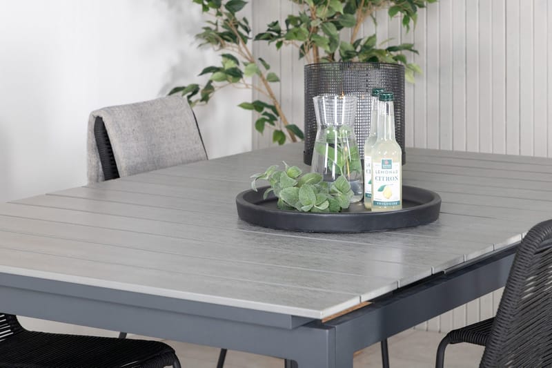 Levels Förlängningsbar Matgrupp Utomhus 160cm + 4 Lindos Stolar - Svart/Grå - Utemöbler & utemiljö - Utegrupp - Matgrupp utomhus