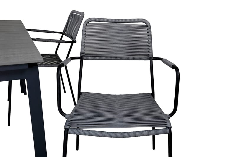 Levels Förlängningsbar Matgrupp Utomhus 160cm + 4 Lindos Stolar - Svart/Grå - Utemöbler & utemiljö - Utegrupp - Matgrupp utomhus