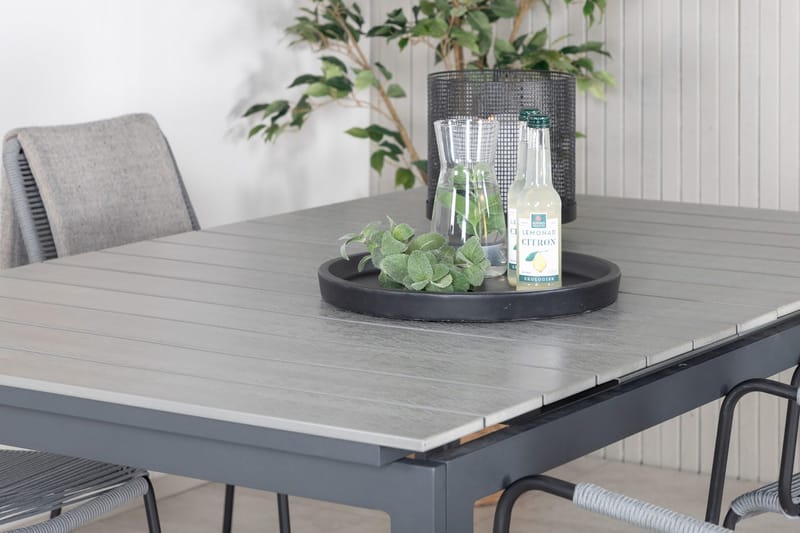 Levels Förlängningsbar Matgrupp Utomhus 160cm + 4 Lindos Stolar - Svart/Grå - Utemöbler & utemiljö - Utegrupp - Matgrupp utomhus