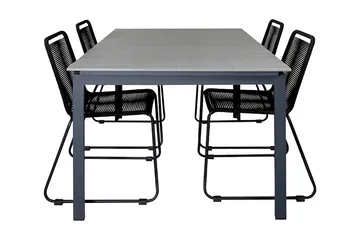 Levels Förlängningsbar Matgrupp Utomhus 160cm + 4 Lindos Stolar - Svart/Grå - Utemöbler & utemiljö - Utegrupp - Matgrupp utomhus