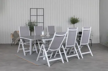 Levels Förlängningsbar Matgrupp Utomhus 160cm + 6 Albany Matstolar - Vit - Utemöbler & utemiljö - Utegrupp - Matgrupp utomhus