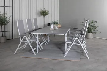 Levels Förlängningsbar Matgrupp Utomhus 160cm + 6 Albany Matstolar - Vit - Utemöbler & utemiljö - Utegrupp - Matgrupp utomhus