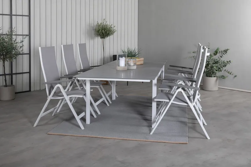 Levels Förlängningsbar Matgrupp Utomhus 160cm + 6 Albany Matstolar - Vit - Utemöbler & utemiljö - Utegrupp - Matgrupp utomhus
