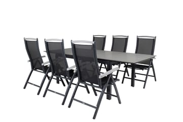 Levels Förlängningsbar Matgrupp Utomhus 160cm + 6 Albany Stolar - Svart/Grå - Utemöbler & utemiljö - Utegrupp - Matgrupp utomhus
