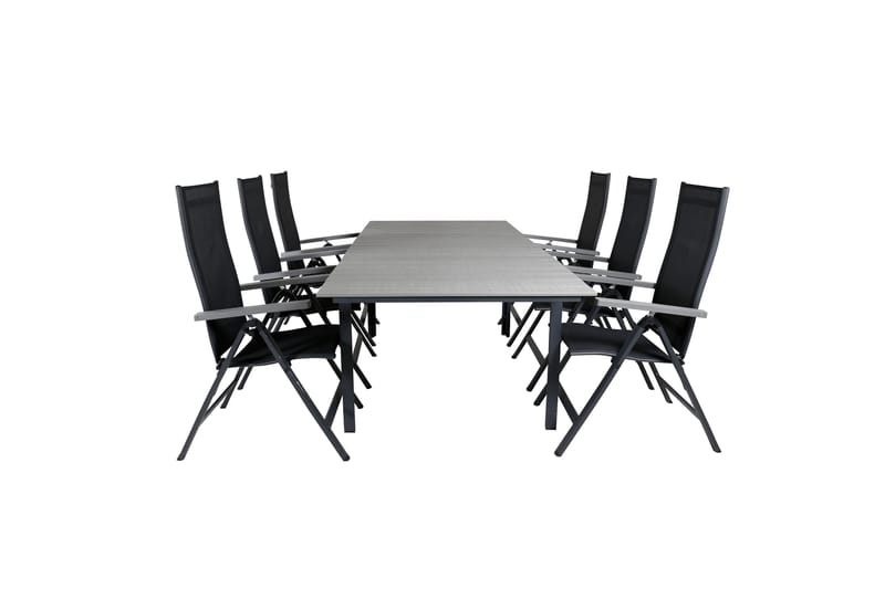 Levels Förlängningsbar Matgrupp Utomhus 160cm + 6 Albany Stolar - Svart/Grå - Utemöbler & utemiljö - Utegrupp - Matgrupp utomhus