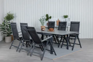 Levels Förlängningsbar Matgrupp Utomhus 160cm + 6 Albany Stolar - Svart/Grå - Utemöbler & utemiljö - Utegrupp - Matgrupp utomhus