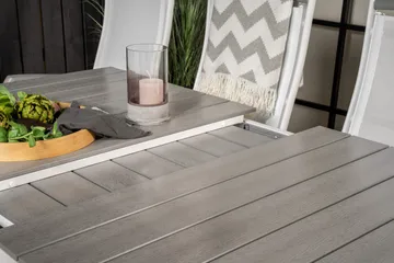 Levels Förlängningsbar Matgrupp Utomhus 160cm + 6 Albany Stolar - Vit/Grå - Utemöbler & utemiljö - Utegrupp - Matgrupp utomhus