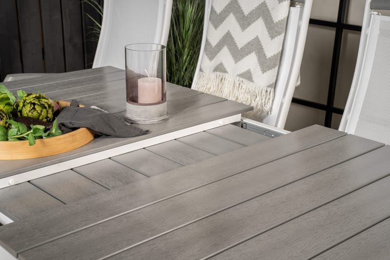 Levels Förlängningsbar Matgrupp Utomhus 160cm + 6 Albany Stolar - Vit/Grå - Utemöbler & utemiljö - Utegrupp - Matgrupp utomhus