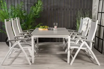 Levels Förlängningsbar Matgrupp Utomhus 160cm + 6 Albany Stolar - Vit/Grå - Utemöbler & utemiljö - Utegrupp - Matgrupp utomhus