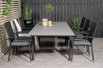 Levels Förlängningsbar Matgrupp Utomhus 160cm + 6 Anna Stolar - Svart/Grå - Utemöbler & utemiljö - Utegrupp - Matgrupp utomhus