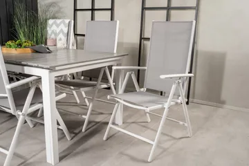 Levels Förlängningsbar Matgrupp Utomhus 160cm + 6 Break Matstolar - Vit/Grå - Utemöbler & utemiljö - Utegrupp - Matgrupp utomhus