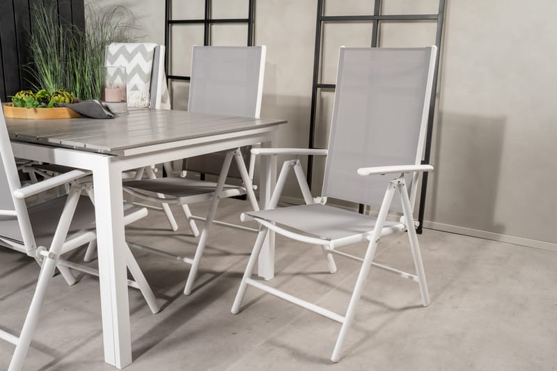 Levels Förlängningsbar Matgrupp Utomhus 160cm + 6 Break Matstolar - Vit/Grå - Utemöbler & utemiljö - Utegrupp - Matgrupp utomhus
