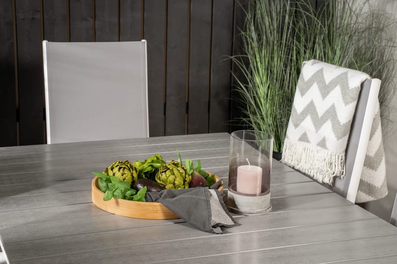 Levels Förlängningsbar Matgrupp Utomhus 160cm + 6 Break Matstolar - Vit/Grå - Utemöbler & utemiljö - Utegrupp - Matgrupp utomhus