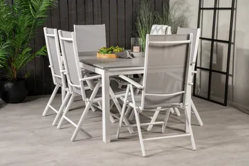 Levels Förlängningsbar Matgrupp Utomhus 160cm + 6 Break Matstolar - Vit/Grå - Utemöbler & utemiljö - Utegrupp - Matgrupp utomhus